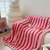Yeknu Cartoon Cute Small Strawberry Cotton Fleece Blanket Skin-friendly Soft Sofa Decorative Blanket Warm Office Lunch Break Blanket