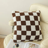 Yeknu  Checkerboard Plaid Plush Cushion Cover Knitted Car Sofa Throw Pillow Cover  Short Fleece Pillowcase Cushion for Sofa Bed Decor