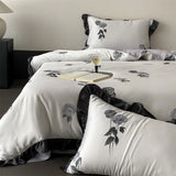 Yeknu  Luxury Organic Bamboo Soft Silky Printing Bedding Set Single Double Queen King Size Duvet Cover Flat/Fitted Bed Sheet Pillowcase