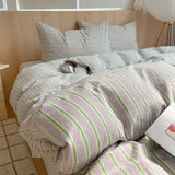 Yeknu  Nordic sling Cotton Pink Stripes Duvet Cover 150x200 Size Girl's Room housse Skin friendly Breathable Comforter Sets