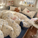 Yeknu  new class A simple high-end three-layer yarn bedding four-piece set, bed sheet quilt cover, dormitory three-piece set