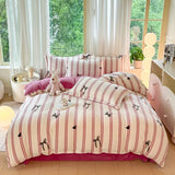 Yeknu  Small Fresh Milk Falai Plush Single Item Quilt Cover Printed Plaid Thickened Warm Duvet Cover 180x220 200x230 220x240