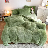 Yeknu Plush Bedding Set Soft Fluffy Faux Fur Duvet Cover Sheet Pillowcase Fuzzy warm Bedlinens