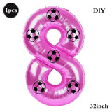Yeknu  Soccer Birthday Party Decoration Multi Color Number 7 Balloon 32Inch 1 2 3 4 5 6 7 8 9 Digit Football Balloon Large Figure Golob