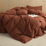 Yeknu  New 100% Cotton Yarn-Dyed Double-Layer Gauze 4-Pcs Duvet Cover Set Comfortable, Breathable and Skin-Friendly Bedroom Decor