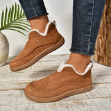 Yeknu  Winter Outdoor Cotton Shoes For Women Cozy Faux Plush Slippers For Home Classic Closed Warm Anti-skid Rubber Sole Women Loafers
