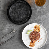 Yeknu  Creative Light Luxury Nordic Black/White Stone Texture Ceramic Tableware Restaurant Home Hotel Supplies Shallow Dinner Plate 1Pc