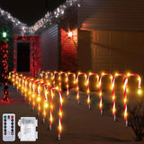 Yeknu  Christmas Candy Cane Lights 8 Modes Timer Remote Waterproof Battery Operated Pathway Marker Garden Landscape Decor Lawn Lights