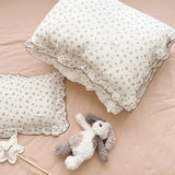 Yeknu INS Princess Ruffle Edge Gauze 100% Cotton Pillow Case Breathable Duvet Cover Without Filler 3PCS Floral Home Bedding Set