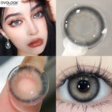 Yeknu  2pcs/pair Gray Colored Contact Lenses for Eyes Beauty Purple Halloween Makeup Lens Natural Look Brown Blue Big Eye Lens