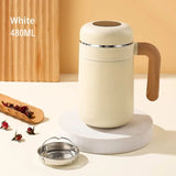 Yeknu  480ml Double Stainless Steel 316 Thermal Cup With Filter High Quality Office Home Coffee Tea Thermos Mug With Wooden Handle