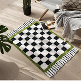 Yeknu  Checkerboard Plaid Rug Door Mat Soft Thick Fluffy Tuftted Door Floor Carpet Bathroom Absorbent Rug Toilet Kitchen Entrance