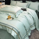 Yeknu  100% Egyptian Cotton Luxury Embroidery Hotel Style Bedding Set Queen King Size Duvet Cover Set Bed Sheet/Fitted Sheet Pillowcase