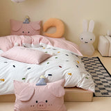 Yeknu High-end Embroidered 100% Cotton Bedding Set King Size Soft Skin-friendly Duvet Cover Set Comfortable Quilt Cover and Pillowcase