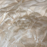 Yeknu  Chiffon Ruffled Lace Ruffles Embroidery Princess Wedding Bedding Set Egyptian Cotton Duvet Cover Quilted Bedspread Pillowcases