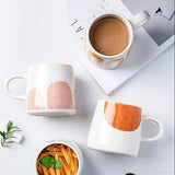 Yeknu  1pc Creative Ceramic 320ml Mug Stainless Steel Spoon With Wooden Lid Home Tea Room Study Office Supplies Gift Milk Coffee Cup