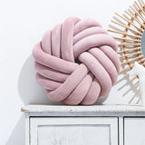 Yeknu  Cream Coffee Knot Pillow Ball Large Decorative Throw Pillows Velvet Round Knotted Pillow for Home Bed Room Couch Decor Office