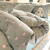 Yeknu  INS Cute Bow Bedding Set for Girls Women Soft Bed Sheet Set Pillowcase Single Twin Full 200x230cm Kawaii Duvet Cover Set