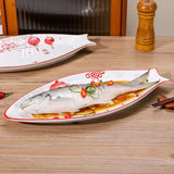 Yeknu  Nordic Cartoon Fish Plate Creative Steamed Dish Microwave Oven Available Household Restaurant Tableware Fish-shaped Dinner Plate