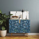 Yeknu  Blue Peacock Peel and Stick Wallpaper Boho Floral Self Adhesive Wall Paper Waterproof Leaf Contact Paper for Cabinet Shelf Liner