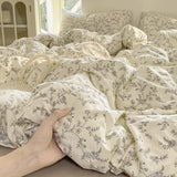 Yeknu  Ins Princess Bedding Set Simple Floral Duvet Cover Pillowcases Flat Sheet Single Twin Double Queen Size Home Decor Bed Linen Set
