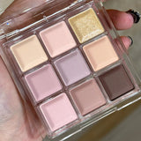 Yeknu  Smoky Black Eye Shadow Palette 9 Colors Black Gray Rose Eyeshadow Lasting Shimmer Eyes Makeup Dark Pressed Glitter Eyeshadow