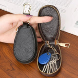 Yeknu  Unisex PU Leather Key Case For Car Key Wallet Pocket Key Holder Organizer Pouch Keys Organizer Large Capacity Zipper Case Bag