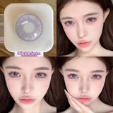 Yeknu  2PCS Gilding Prescription Contact Lenses Cosmetics Eye Color Lenses Fashion Pupils Myopia Colored Contact Lenses Violet