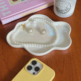 Yeknu Jewelry Display Plate, Ceramic Plate Ornament, Cloud Decoration Aromatherapy Candle Foyer Tray, Key Storage Plate