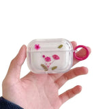 Yeknu  Pressed flower transparent headphone case protective cover, cute flower headphone protective cover with keychain