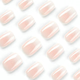 Yeknu  24Pcs Glossy Press on Nails Set Short Oval Gradient French Nail Tips Reusable Full Cover Fake Nails with Glue for Women&Girls