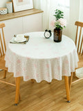 Yeknu Round Tablecloth PVC Plastic Waterproof Oil-proof Table Cover Floral Printed Home Kitchen Dining Tablecloth Table Decor Supplies