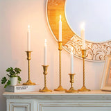 Yeknu  Gold Candlestick Holders Set Of 5, Wedding Birthday Candlelight Dinner Table Centerpiece, Halloween And Christmas Decorations