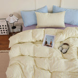 Yeknu Ins Nordic Bedding Set Simple Style Striped Duvet Cover Set Soft Flat Sheet Single Twin Size Double Bed Sheet Set For Bedroom