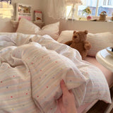 Yeknu  new aerobic three-layer yarn printing four-piece set skin-friendly and soft four-piece set of bedding in student dormitory