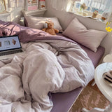 Yeknu  new class A simple high-end three-layer yarn bedding four-piece set, bed sheet quilt cover, dormitory three-piece set