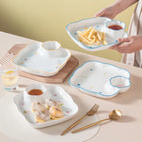 Yeknu  Ceramic Lace Dumpling Dinner Plate, Children Snacks Dessert Afternoon Tea Tableware, Desktop Decorations, Home Goods Plates, 1Pc