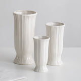 Yeknu  Nordic Style Wide Mouth Ceramic Flower Vase White Dry Flower  Flower Decoration Living Room Entrance Study Table Decoration