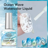 Yeknu  White Watercolor Ocean Wave Gel Polish 10ml Nail Poke Lace Hollow Gradient Soak Off UV Nail Art Semi-Permanent