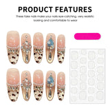 Yeknu  10PCS Pink Nude False Nail with Rhinestones Leopard Cat-Eye Fake Nails Women Girls Party Wedding Wear Handmade Press on Nails