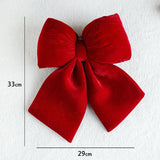 Yeknu  Christmas Bow Decoration DIY Xmas Trees Decorations Velvet Red Bow Knot Baubles Hanging Ornaments Pendant For Holiday Home Party