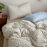 Yeknu  New literary and retro floral super soft wrinkled yarn printing four-piece set, three-piece set for student dormitory