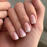 Yeknu  24Pcs Glossy Press on Nails Set Short Oval Gradient French Nail Tips Reusable Full Cover Fake Nails with Glue for Women&Girls