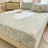 Yeknu Elastic Fitted Sheet Floral Style Bedsheet Soft Bed Cover Home Bed Linen Sheets drap de lit (Pillowcase Need Order)