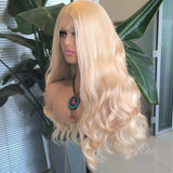 Yeknu  Strawberry Blonde Loose Body Wave Wig Synthetic Hair Free Part Honey Blonde Long Wavy 13X4 Lace Front Wigs for Women Fashion
