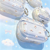 Yeknu  Cute Ins style pink cherry blossom sparkling transparent TPU shell with metal keychain