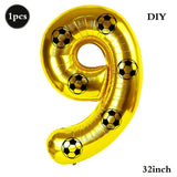 Yeknu  Soccer Birthday Party Decoration Multi Color Number 7 Balloon 32Inch 1 2 3 4 5 6 7 8 9 Digit Football Balloon Large Figure Golob