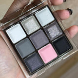 Yeknu  Smoky Black Eye Shadow Palette 9 Colors Black Gray Rose Eyeshadow Lasting Shimmer Eyes Makeup Dark Pressed Glitter Eyeshadow