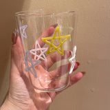 Yeknu  3D Colorful Stars Glass Cup High Borosilicate Glass Transparent Drink Water Cup  Milk Coffee  Juice  Glass