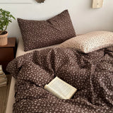 Yeknu  New literary and retro floral super soft wrinkled yarn printing four-piece set, three-piece set for student dormitory